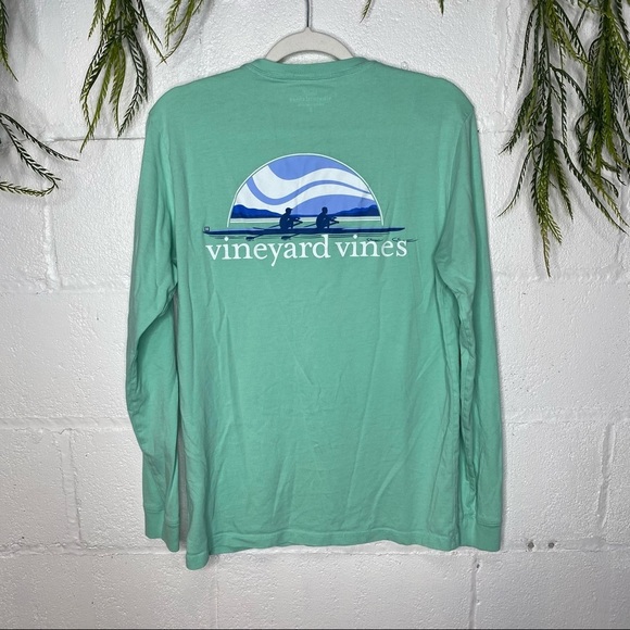 Vineyard Vines Mint Green Long Sleeve Logo Graphic Pocket Tee Size Small - Picture 6 of 8